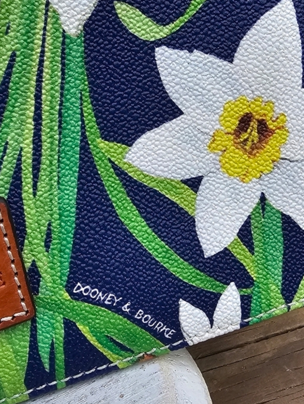 Dooney & Bourke Navy Floral Daffodil Wristlet - Picture 3 of 4